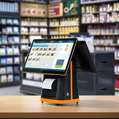 15 ιντσών Pos AIO Machine Διπλή οθόνη αφής POS Monitor Για τις λειτουργίες ταμειακής ταμείας Ιδανικό για τις λειτουργίες λιανικής